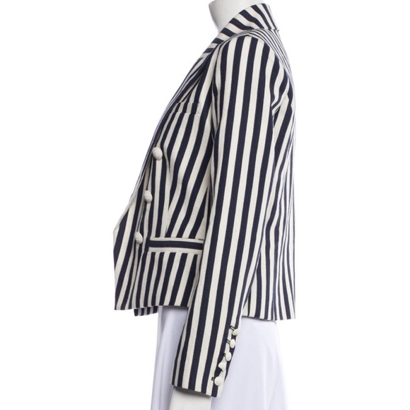 L’Agence Brooke Classic Striped Double Breasted Cropped Blazer NWT - Picture 8 of 10